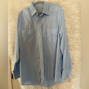 Roper Men’s Big and Tall Cotton Blend Longhorn Long Sleeve Tone on Tone Shirt